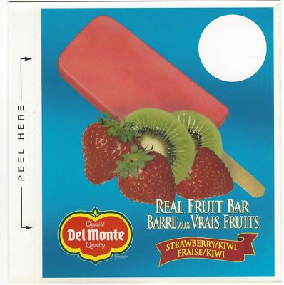 Del Monte Real Fruit Bar Strawberry/Kiwi, Rare Ice Cream Truck Decal/Sticker