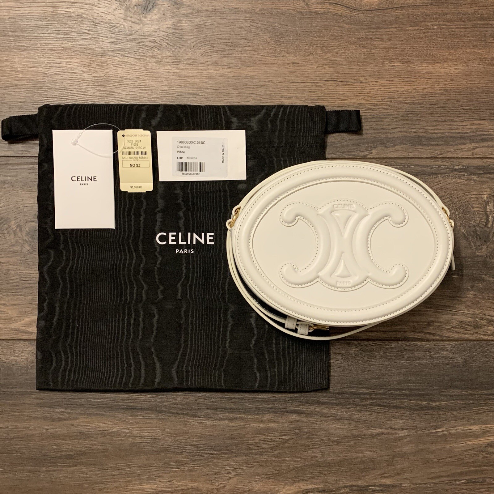 Celine Oval Bag Cuir Triomphe in White Smooth Calfskin | eBay