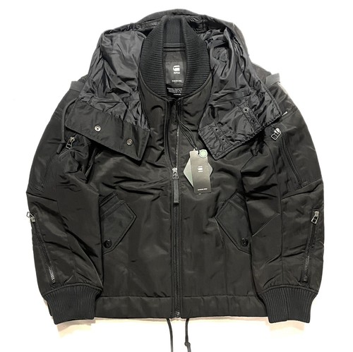 G STAR RAW Mens Multi Pocket Hooded Bomber Jacket Coat Black G STAR RAW Mens Multi Pocket Hooded Bomber Jacket Coat Black
