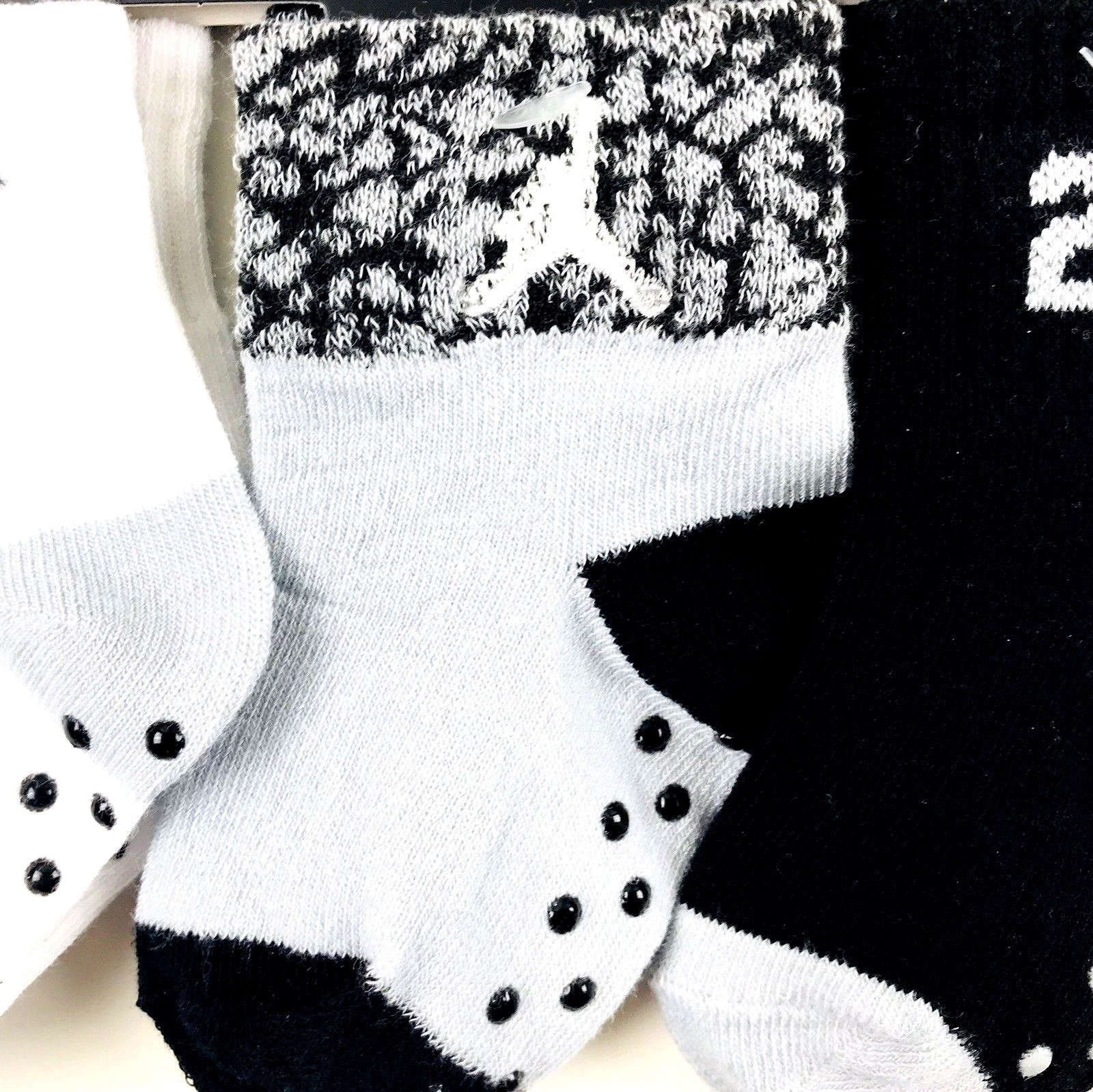 Nike Jordan Grippy Socks Set Size 12-24 Months Baby White Grey Black Jumpman