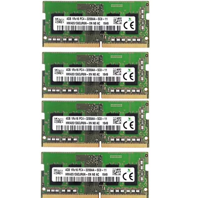 Hynix 16GB 4X4GB DDR4 3200MHz PC4-25600 Laptop SODIMM Memory Ram HMA851S6DJR6N
