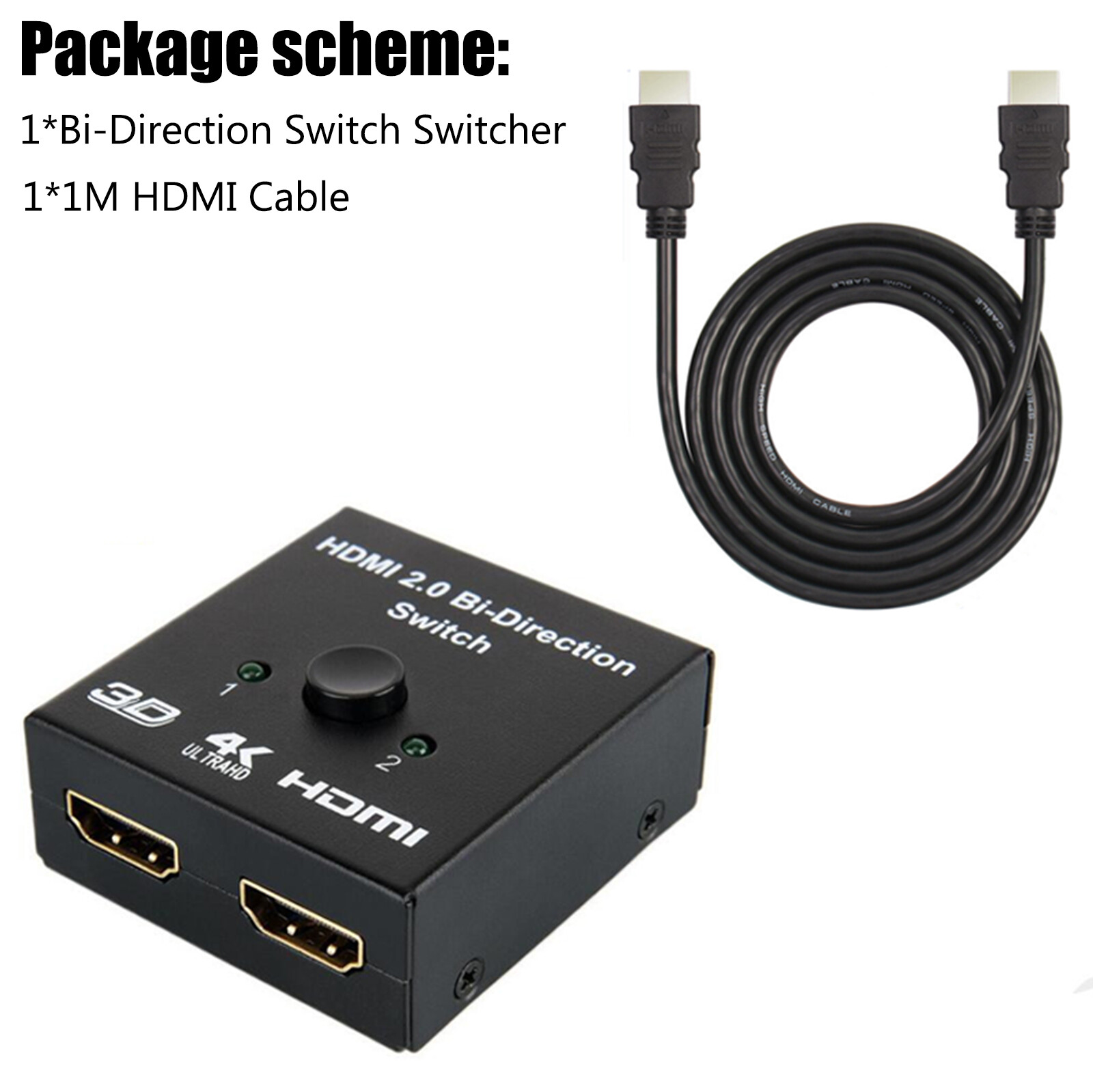 HDMI 2.0 Bi-Direction Switch Switcher 4K Cable Splitter HUB HDCP 2x1 1x2 In Out