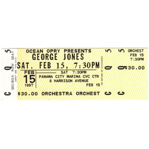 GEORGE JONES Concert Ticket Stub PANAMA CITY FL 2/15/87 MARINA CIVIC CENTER Rare