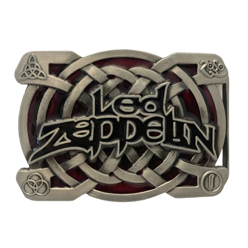VTG LED ZEPPELIN Rock Jimmy Page Band Music Chrome Red Belt Buckle