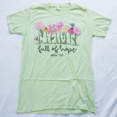Love In Faith Women's Super Soft Full Of Hope Tee EJ3 Heather Light Green Small