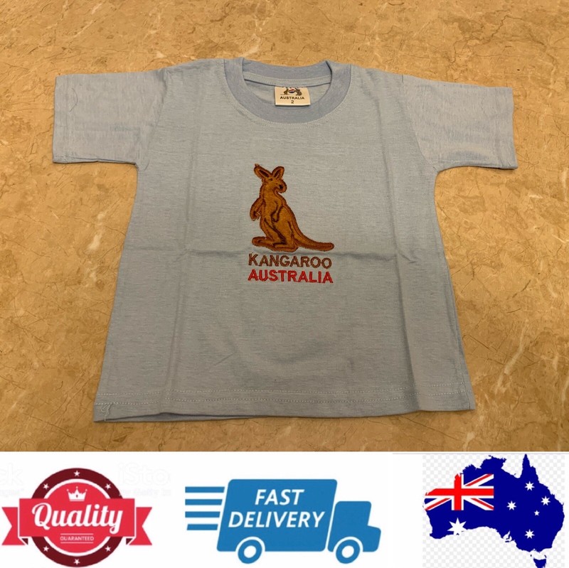 Australia Souvenir Kids T shirt Kangaroo cotton Baby Blue Shirt,