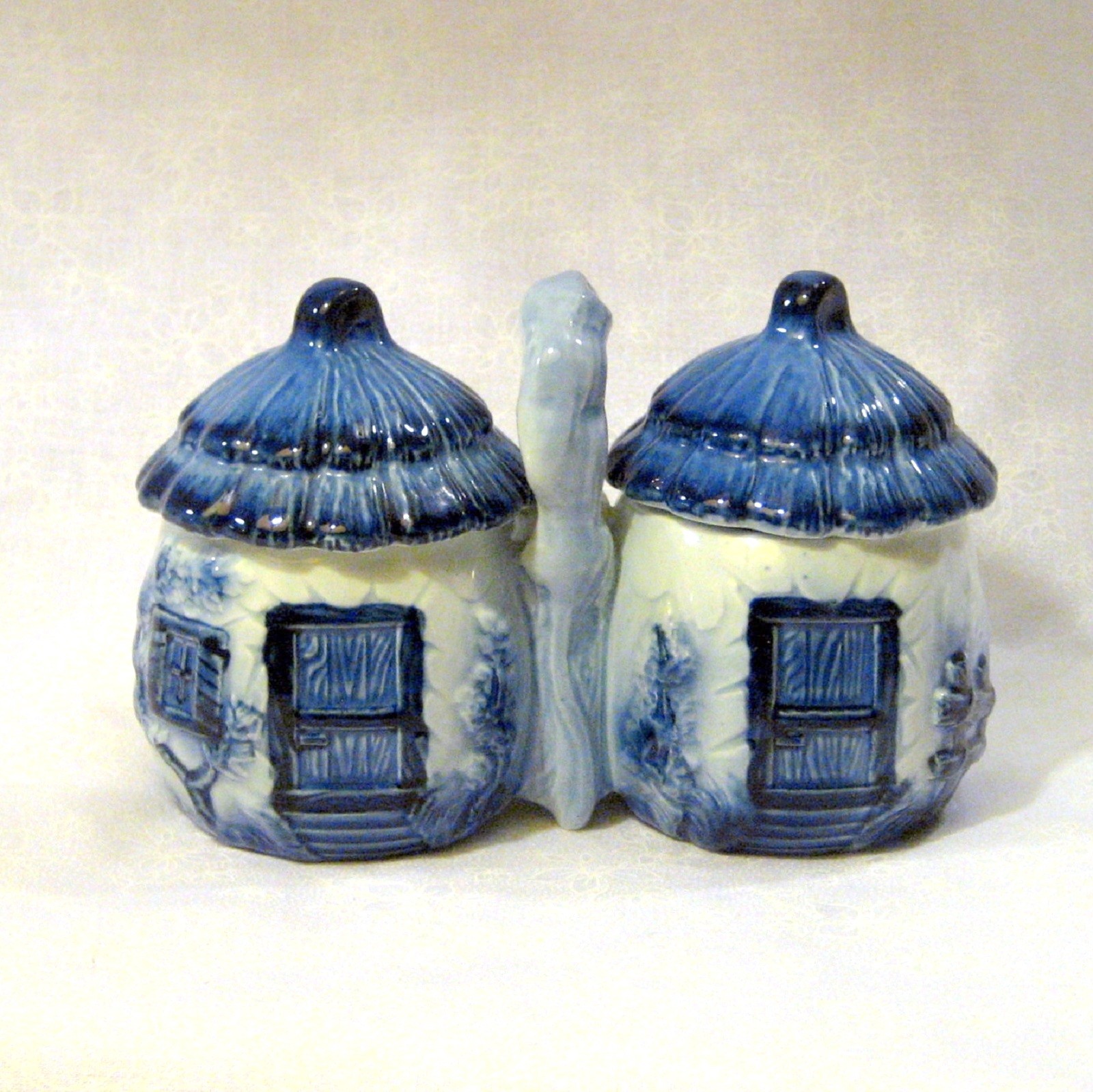 VERY RARE Vintage Noritake Blue Condiments Caddy – Cottage Huts - Delft Blue