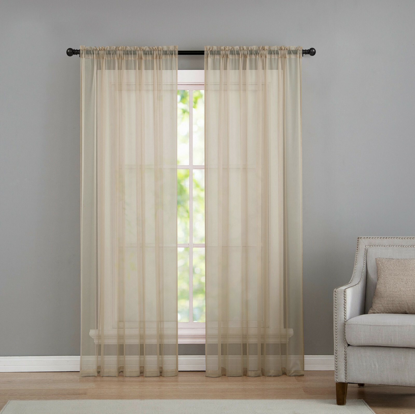 Kate Aurora Premium Single Sheer Voile Window Curtain Panels - Assorted Colors