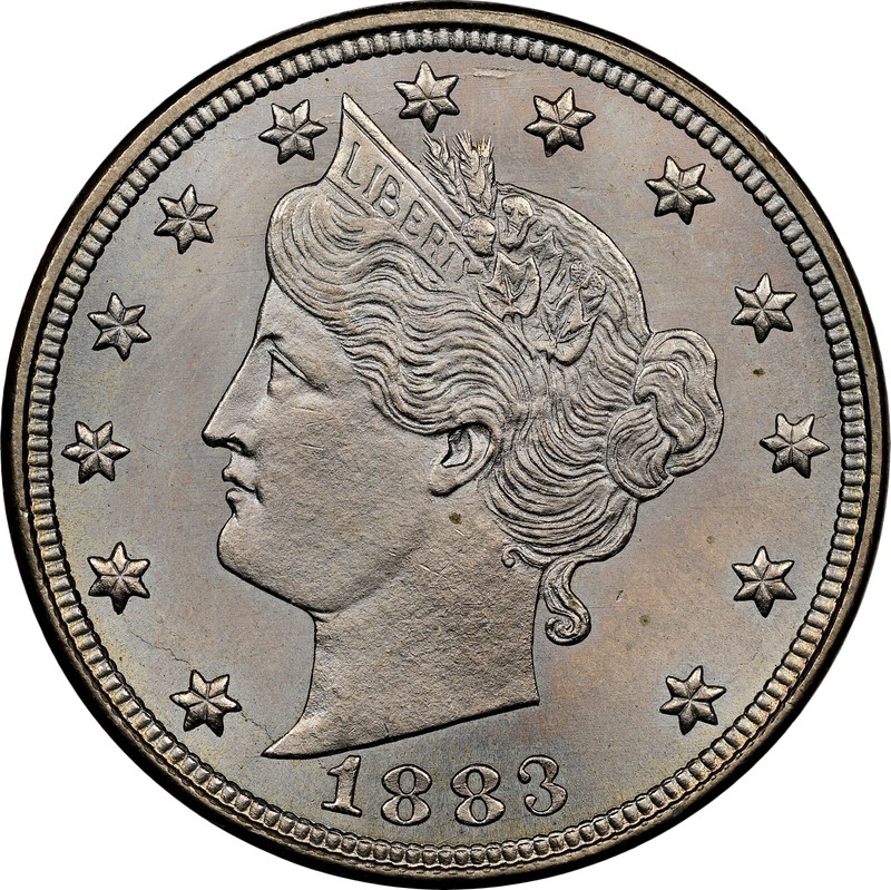 1883 LIBERTY NICKEL NO CENTS NGC MS67