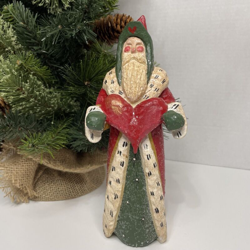House of Hatten 1998 Santa Claus Figurine Holding Heart Signed By Artist D Calla