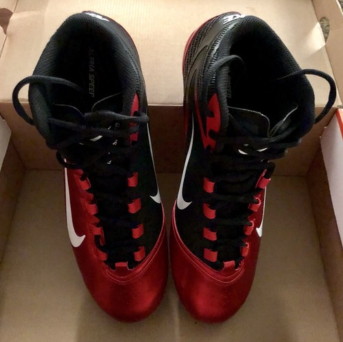 NIKE ALPHA SPEED D MEN SIZE 12 FOOTBALL CLEATS BLACK WHITE RED NIB 442245-016