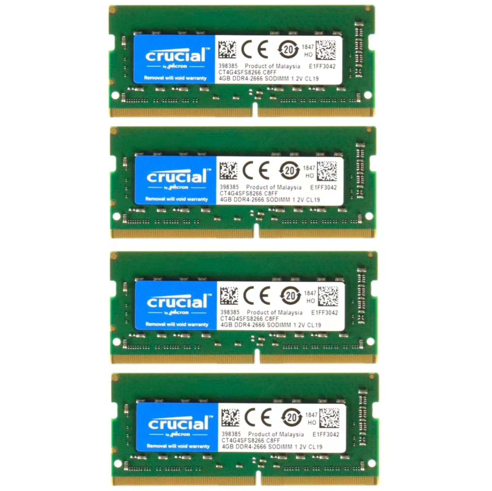 Crucial 16GB 4X4GB DDR4 2666MHz PC4-21300 Laptop SODIMM