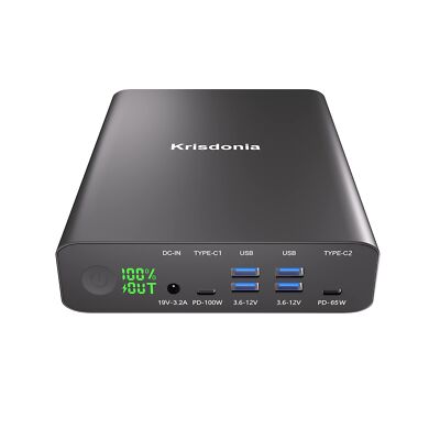 Krisdonia Portable Charger, PD 100W USB C Power Bank 64000mAh Fast Charging E...