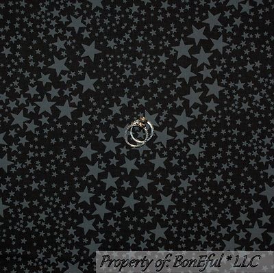 BonEful Fabric FQ Cotton Quilt Black Gray Twinkle Little STAR Night Sky Unisex S