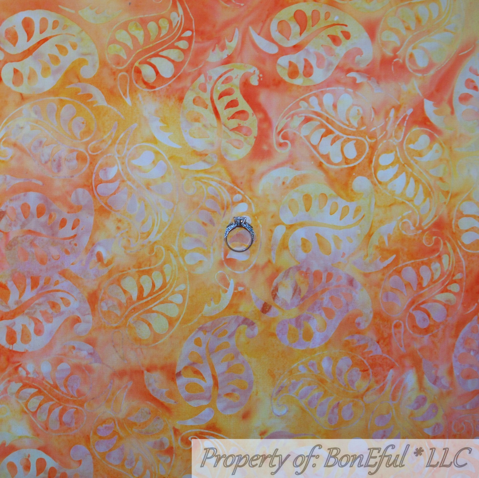 BonEful FABRIC FQ Cotton Quilt Orange Yellow Gold White