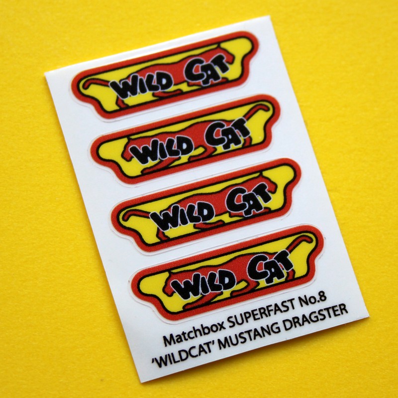 Matchbox Superfast No.8 'Wildcat' Mustang Dragster Autocollant Reproductions