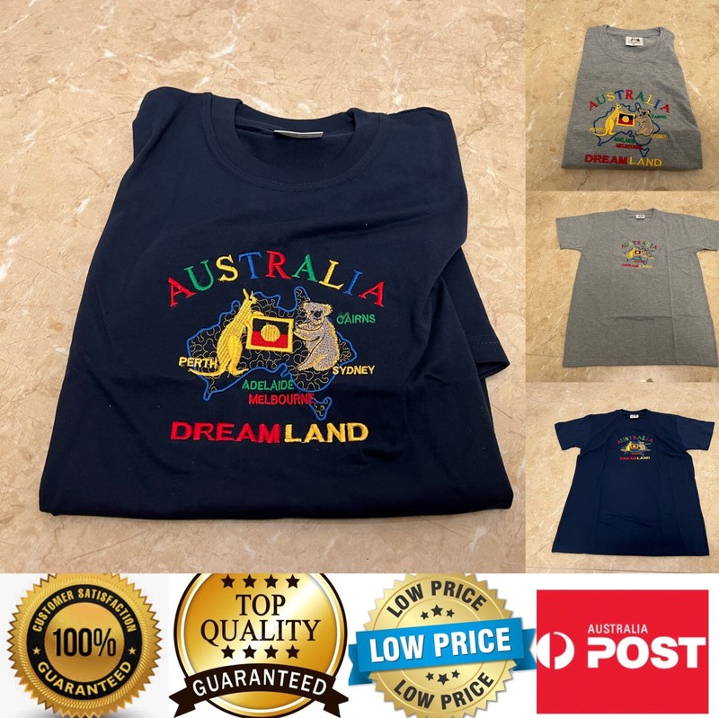 Australia Souvenir T shirt Kangaroo Koala Aboriginal Flag,100% Cotton, AU