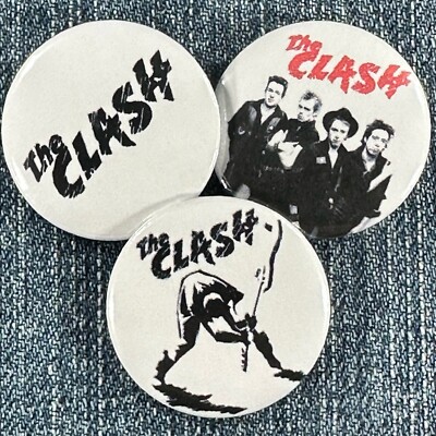 THE CLASH 80's Music Pinback Buttons Post Punk Classic Rock New Wave Set, 3 Pins