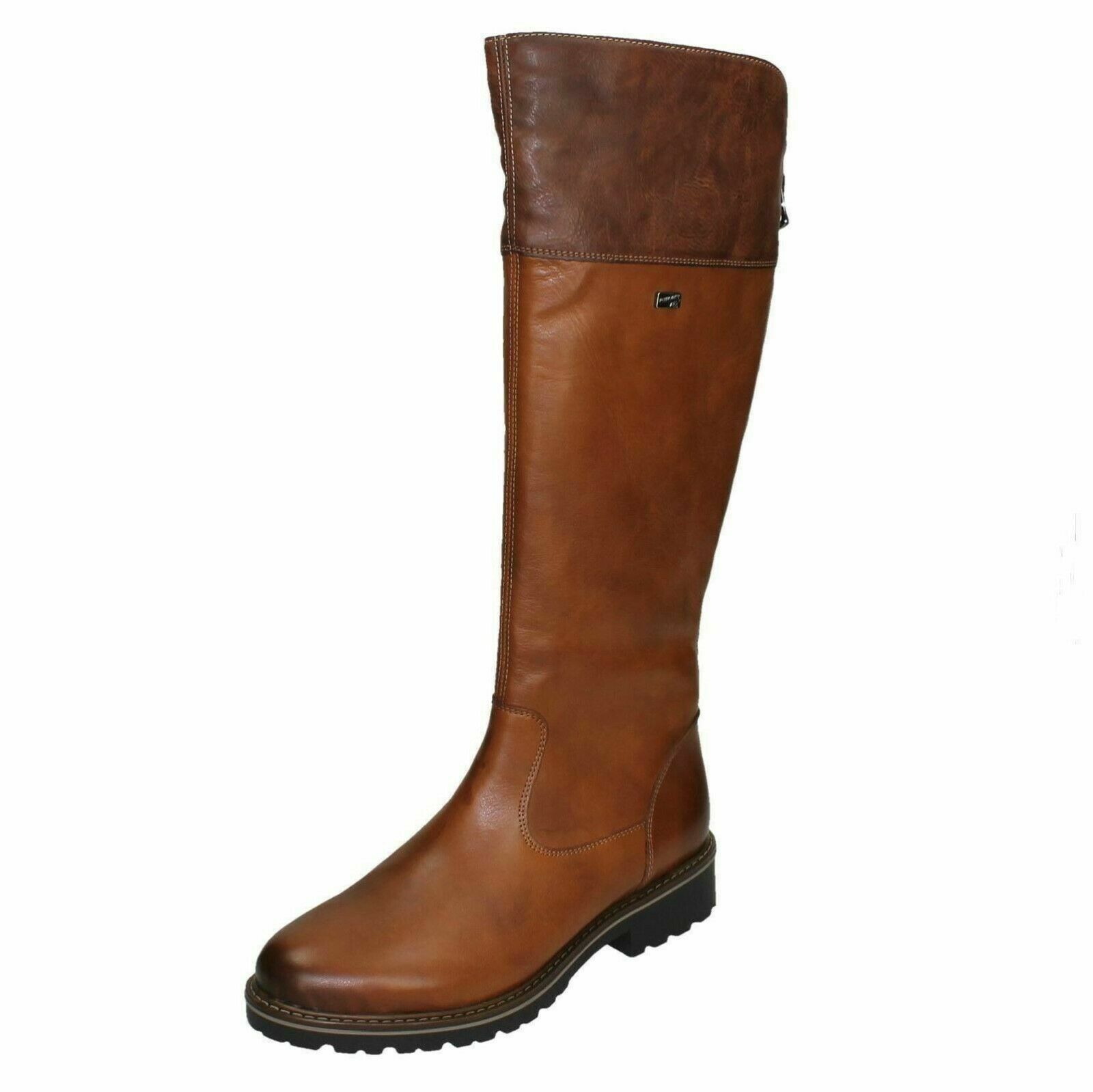 REMONTE.TEX DAMEN REMONTE TEX R6581 LEDER REISSVERSCHLUSS WARM GEFÜTTERT HEEL REITEN KNIEHOCH