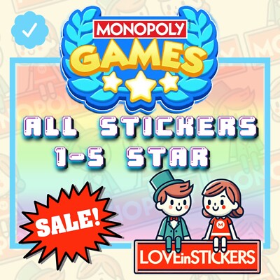 MONOPOLY GO!   1 - 5 STAR   ALL STICKERS   FAST DELIVERY!   Monopoly Games  