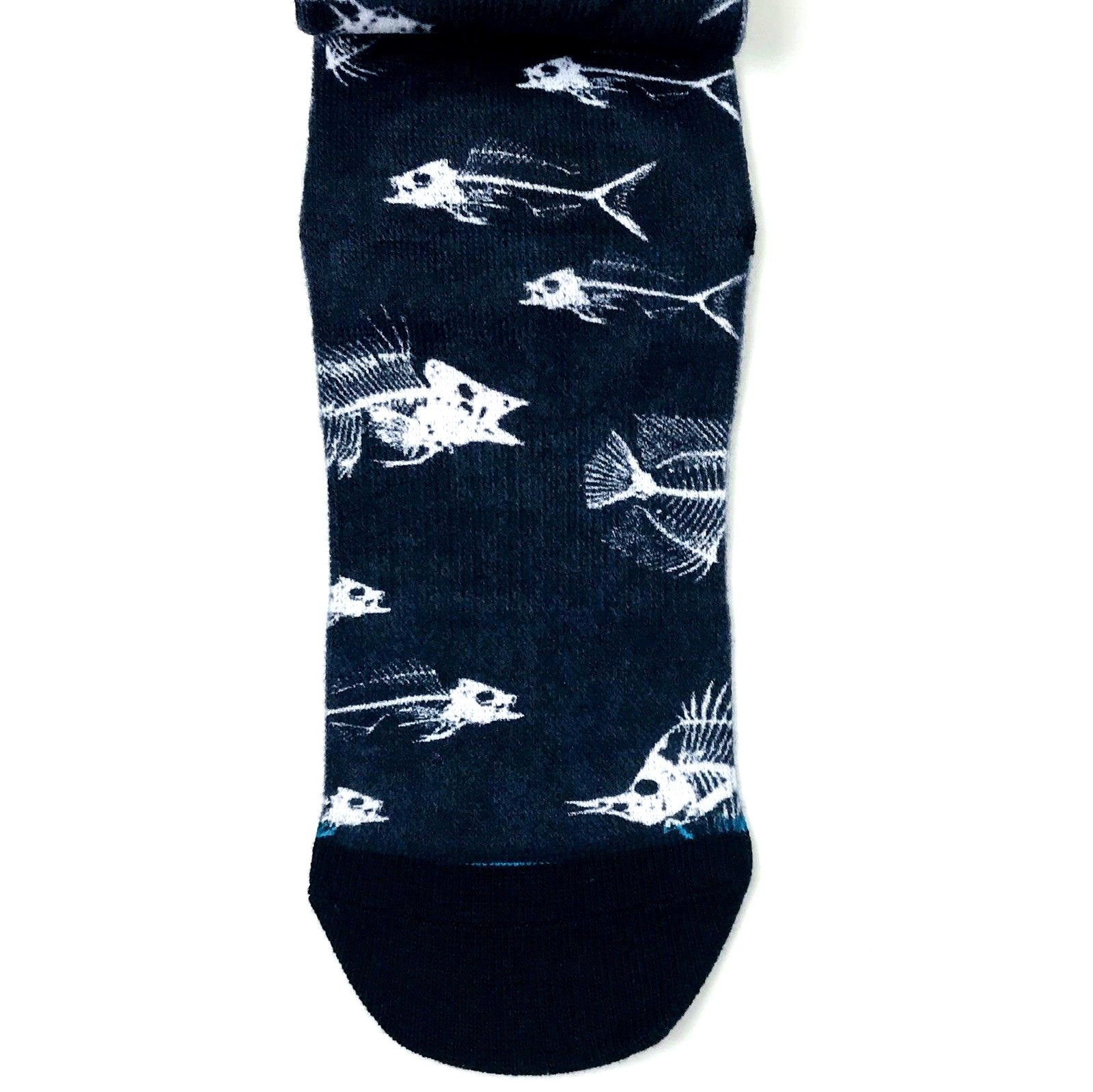 Stance Fish Bones Socks Size Large 2-5.5 Boys Black Crew