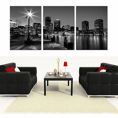 Boston Skyline ready to hang mounted canvas wall art print/surpassed stretched