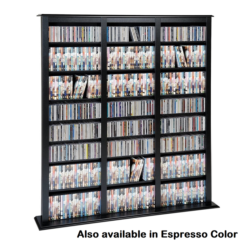 Home DVD Storage Media Cabinet CD VHS Multimedia Triple Widt