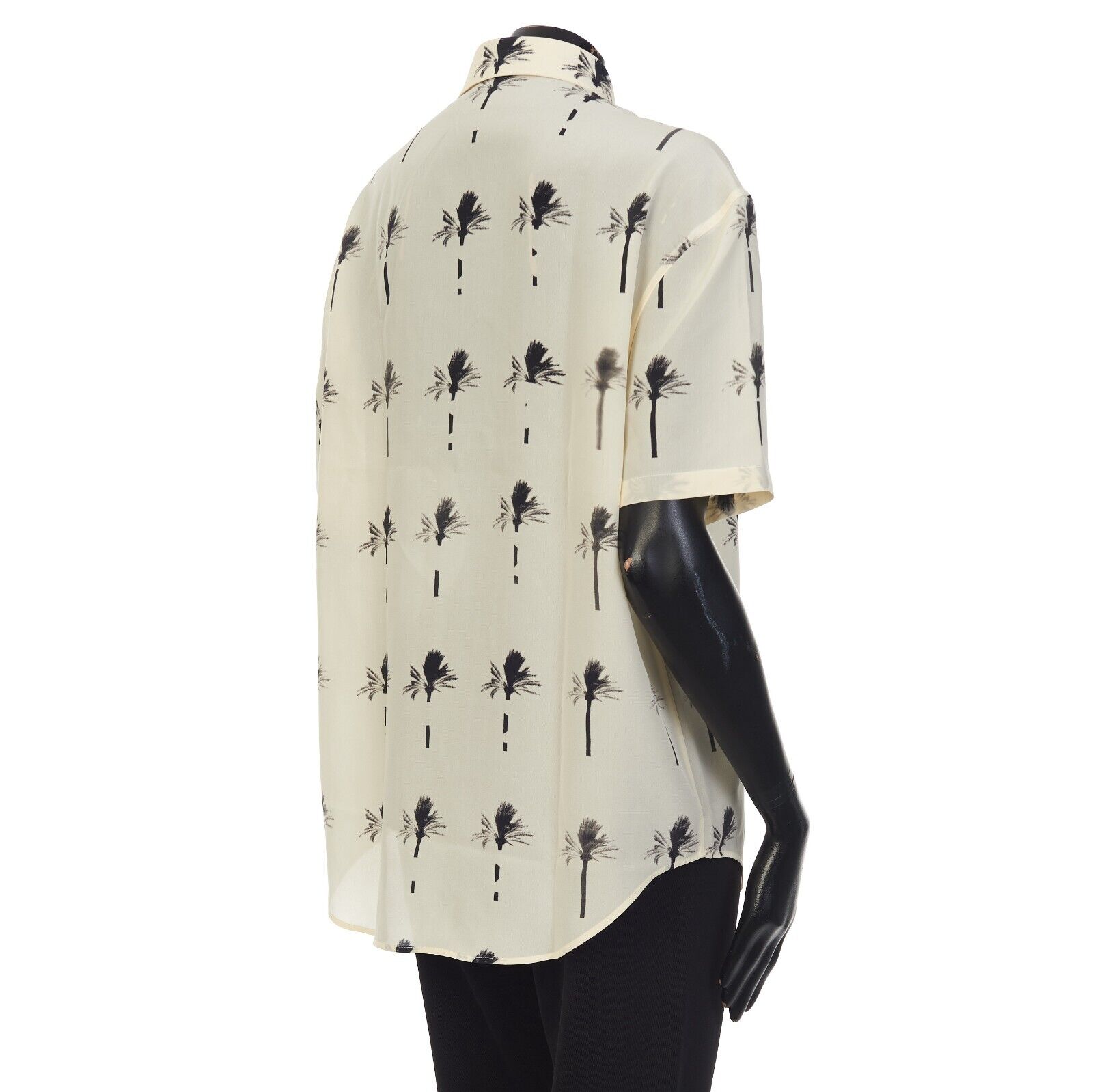 Pre-owned Saint Laurent 1320$ Beige Silk Paradise Shirt