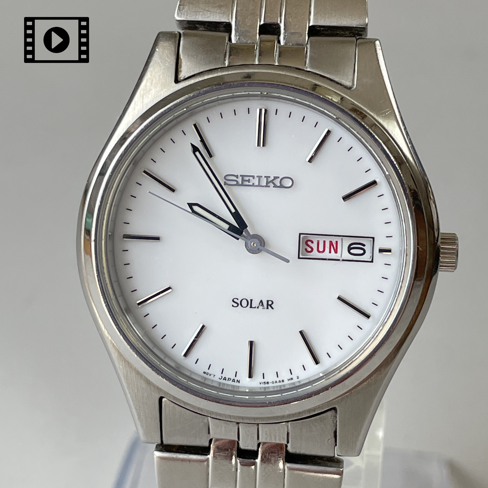 SEIKO SOLAR V158-0AM0 DAY DATE 10 BAR SEIKO SOLAR V158-0AM0 QUARTZ 
