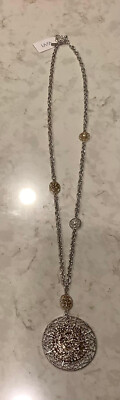 VIVI GENUINE CRYSTAL LONG SILVERTONE CHAIN NECKLACE #82710 MRP $40 NEW