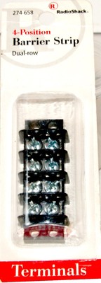 4 - Position Dual-Row Barrier Strip / Terminal Block 15A, 300V Radio Shack