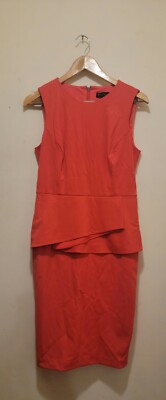 Donna Karan Women's Envelope  Peplum Dress Poppy Sz Small