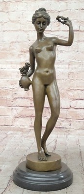 Art Nouveau Nude Naked Female Bronze Classic Artwork Sculpture Figurine Figure