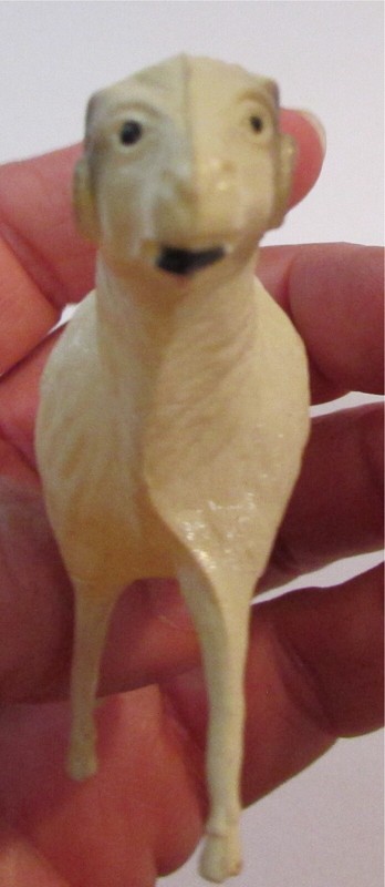 6 Celluloid Toy Rattles Big Horn Ram Labrador Dog  Japan USA