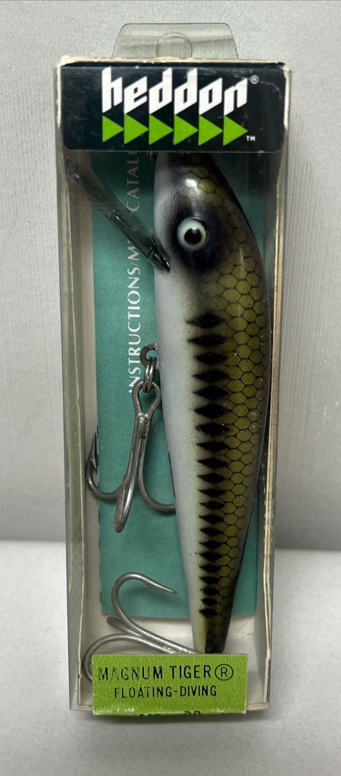 Vintage NIB Heddon Magnum Big Tiger 1040 Fishing Lure Baby Bass BB Correct Box