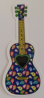 Multicolor Guitar Super Cool Instrument Music Theme Sticker Decal Embellishment 
