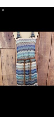 Sanctuary Women's Sz XS Blue Crochet Destination The Sea Sleeveless Maxi Dress