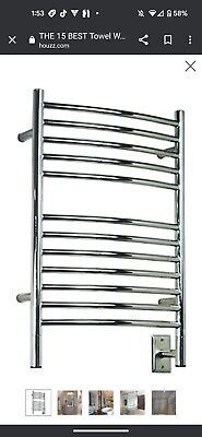 Jeeves E-Curved 12-Bar Hardwired Electric Towel Warmer in Brushed Stainless...