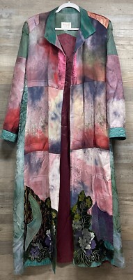 ORIGINAL HANDMADE Art to Wear Mixed Media Full Length Coat Jacket Boho Elegant M