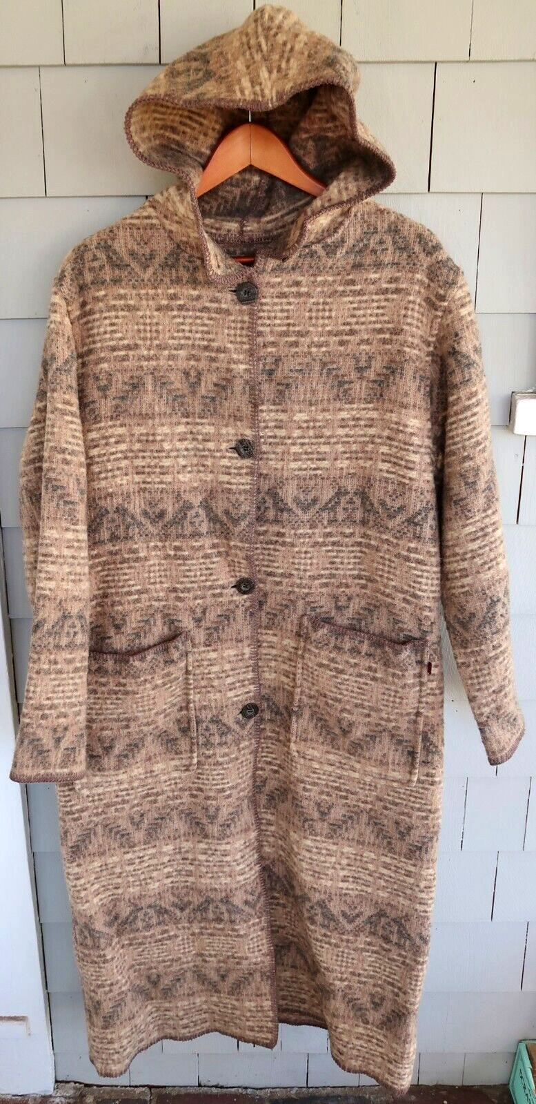ジャケット・アウター WOOLRICH Native Pattern Wool Long Coat Vintage 80s Woolrich Nordic Navajo Overcoat Womens L