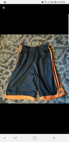 Adidas Basketball Shorts Boys Youth Medium 10/12 Gray Orange Drawstring Waist