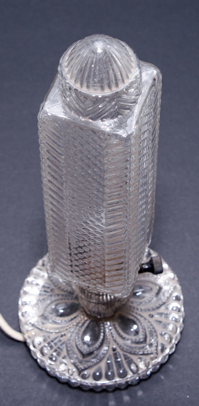 Vintage Art Deco Skyscraper Torpedo Bullet Boudoir Clear Glass Table Lamp