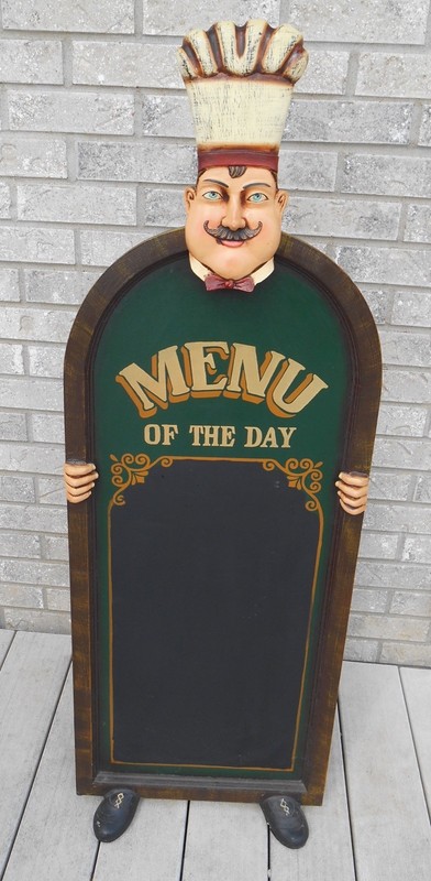 Antique/Vtg Menu of Day Sidewalk Sign/Sandwich/Restaurant Chalk Board 46 inches