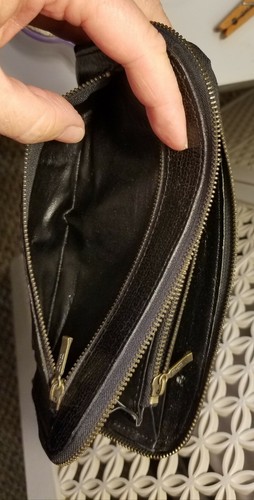 Vintage Waisee Black Leather Zipper Wallet