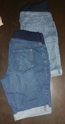 Lot Of 4 Maternity Shorts Capris Denim Khaki Oh Baby By Motherhood Great...