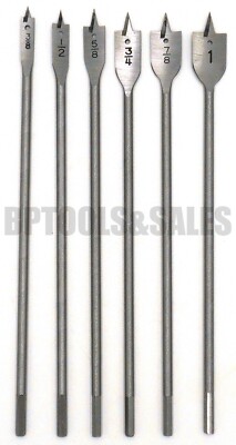 6pc 12'' Spade Drill Bit Set Paddle Wood Boring Flat Woodworking 3/8'' to 1''