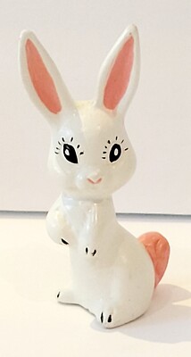 Vintage White Bunny Rabbit Ceramic Miniature Small Figure Easter