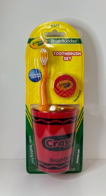 Crayola Toothbrush Set Brush Buddies Red Rinsing Cup Orange Brush And Cap