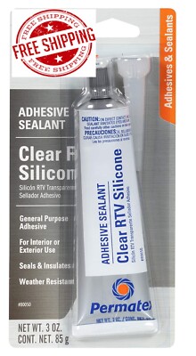 Permatex 80050 Clear RTV Silicone Adhesive Sealant, 3 oz