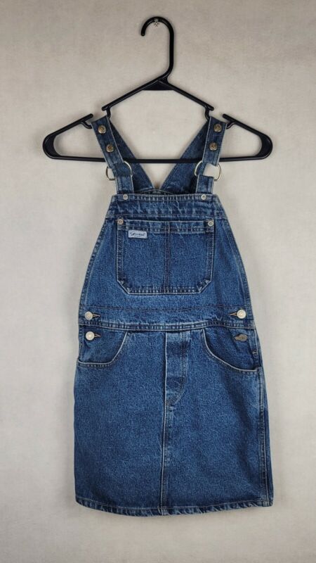 GUESS Jeans Vintage Youth Girls Size 10 Denim Snap Bib Overalls Skirt Dress USA